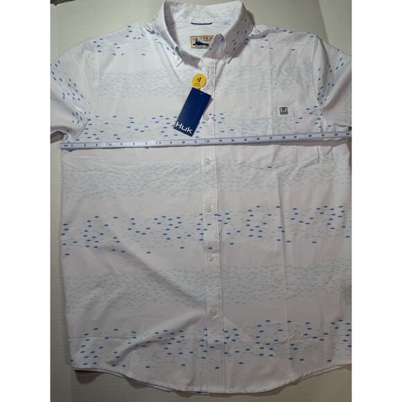 Huk Up Fishing Stream Kona Men's Shirt White Large - Picture 6 of 13